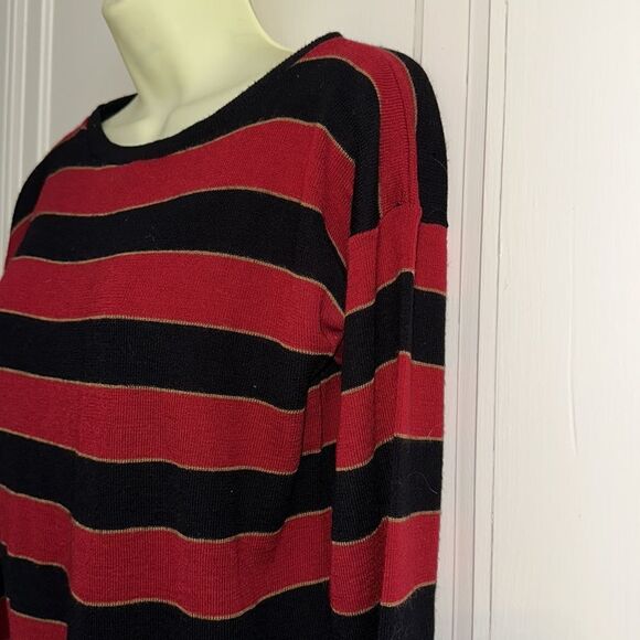 Vintage 70s Overture red, black & gold striped acrylic/wool sweater - Picture 6 of 10